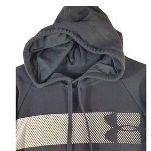 Under‎ Armour Mens XXL Black Rival Fleece Graphic Pullover Hoodie Loose Fit Logo